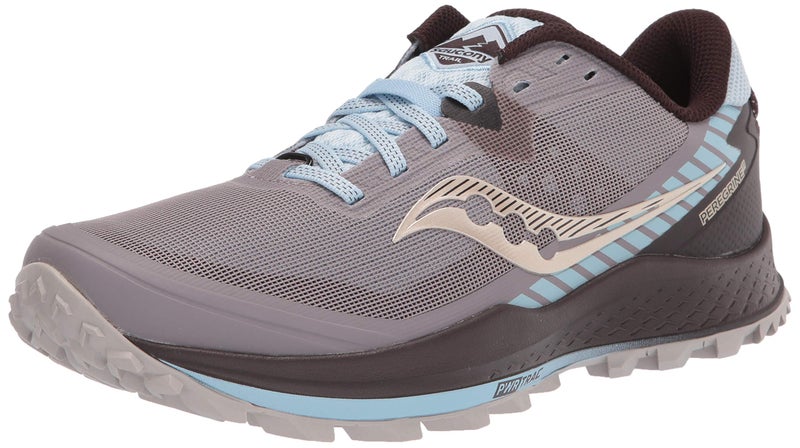 Saucony Women's Peregrine 11 Trail Running Shoe, Zinc/Sky/Loom 8 Wide